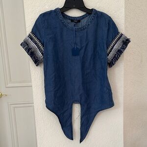 STUDIO F Blue Denim Short Sleeve Top
